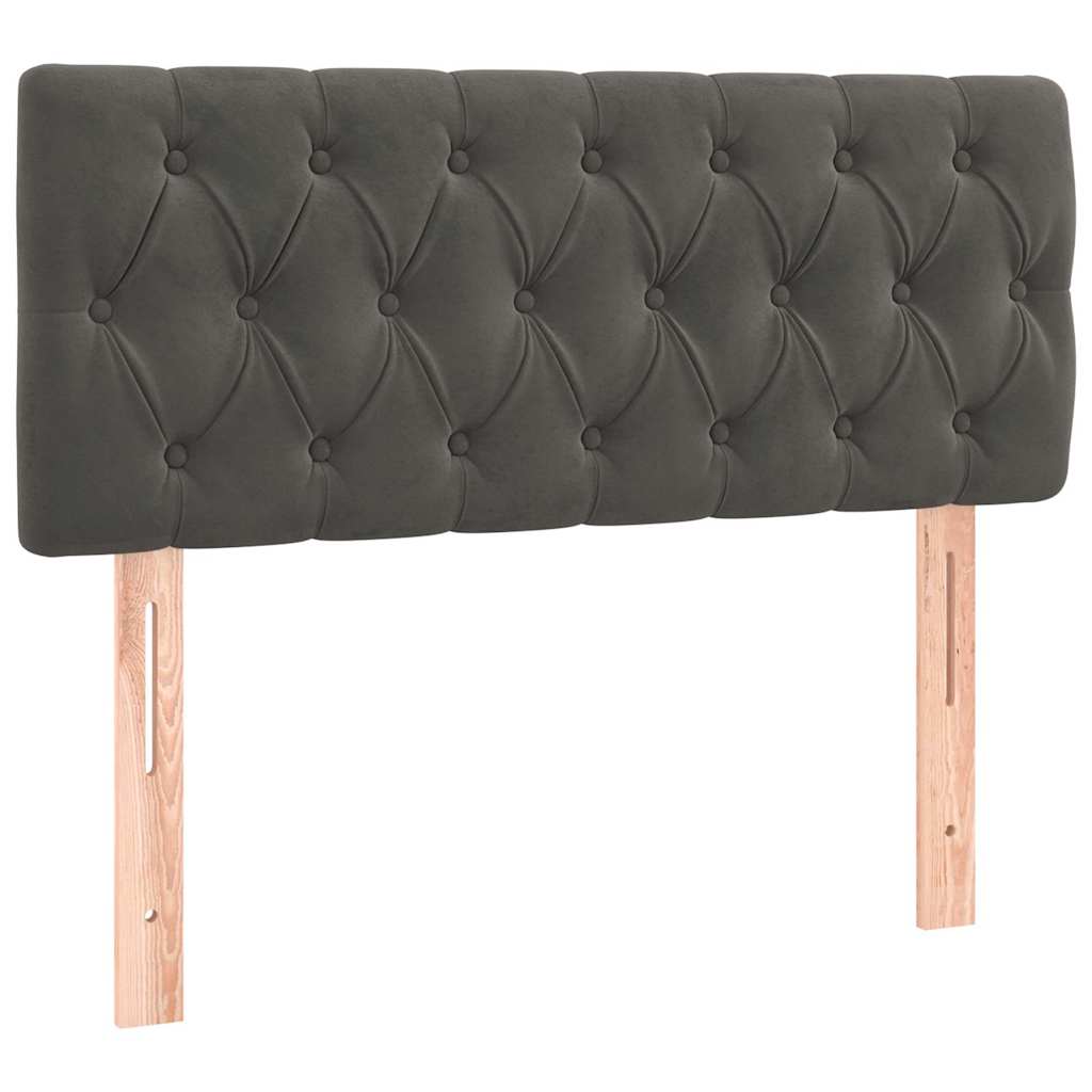 Letto a Molle con Materasso e LED Grigio Scuro 90x190cm Velluto