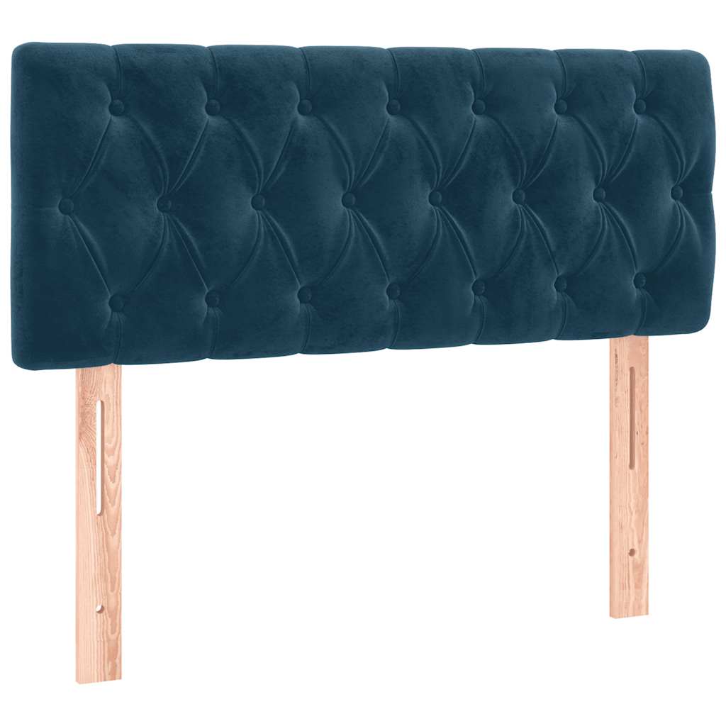 Letto a Molle con Materasso e LED Blu Scuro 90x190cm in Velluto