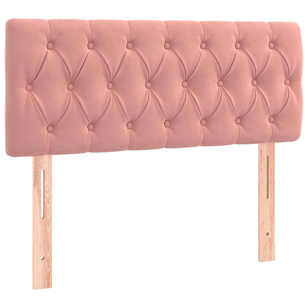 Letto a Molle con Materasso e LED Rosa 90x190 cm in Velluto