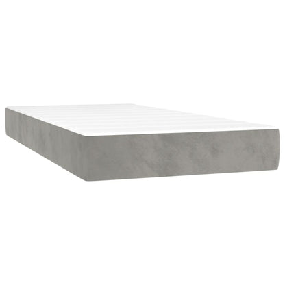Letto a Molle con Materasso e LED Grigio Chiaro 90x200 cm Velluto