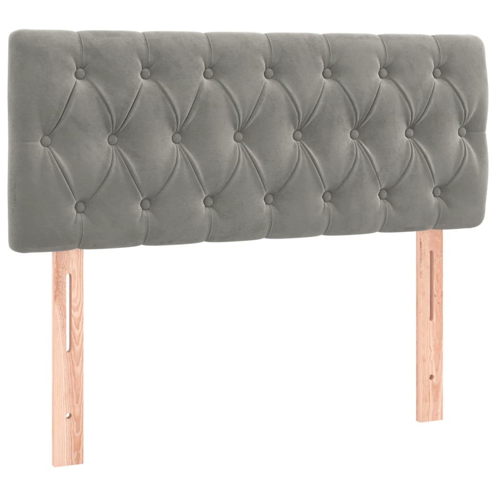 Letto a Molle con Materasso e LED Grigio Chiaro 90x200 cm Velluto