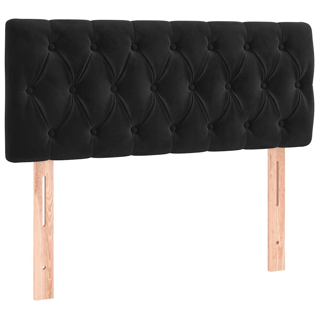 Letto a Molle con Materasso e LED Nero 90x200 cm in Velluto