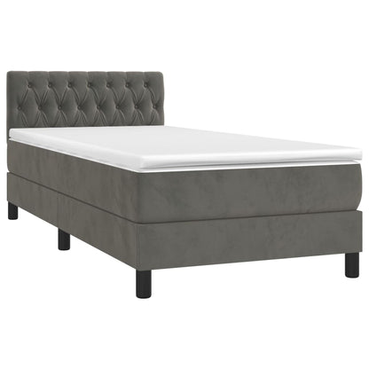 Letto a Molle con Materasso e LED Grigio Scuro 100x200 cm - homemem39