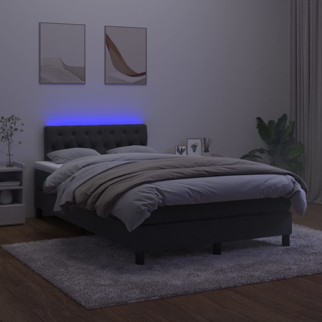 Letto a Molle con Materasso e LED Nero 120x200 cm in Velluto - homemem39