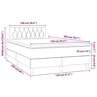 Letto a Molle con Materasso e LED Blu Scuro 120x200cm | homemem39