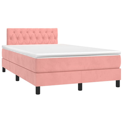 Letto a Molle con Materasso e LED Rosa 120x200 cm in Velluto - homemem39