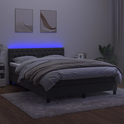 Letto a Molle con Materasso e LED Grigio Scuro 140x200 cm