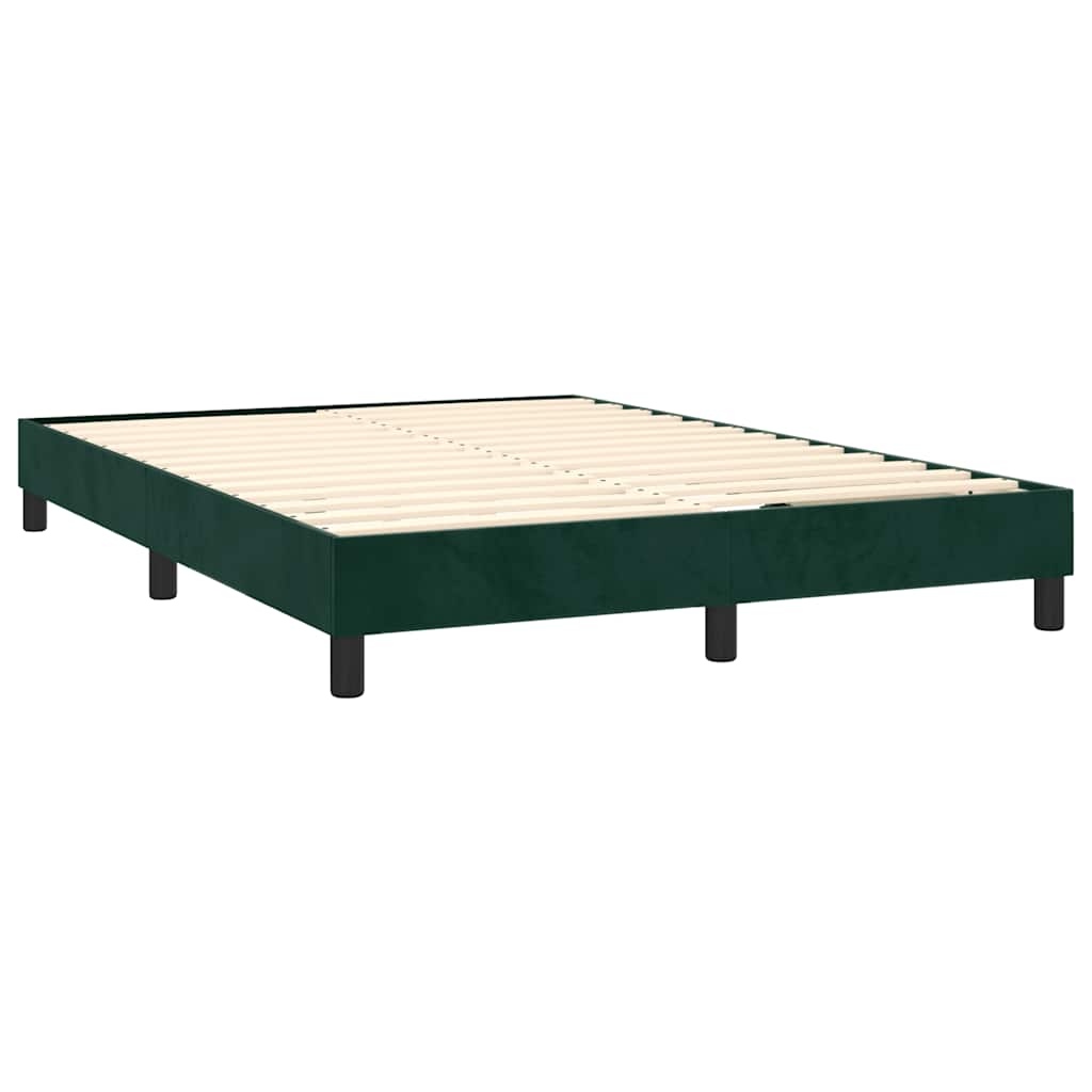 Letto a Molle con Materasso e LED Verde Scuro 140x200cm Velluto | homemem39