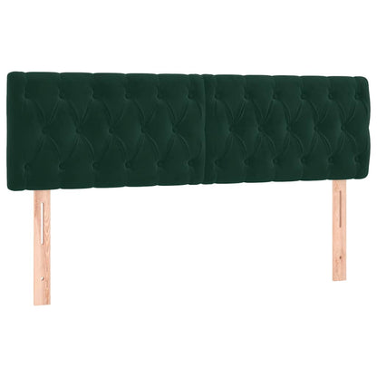 Letto a Molle con Materasso e LED Verde Scuro 160x200cm Velluto