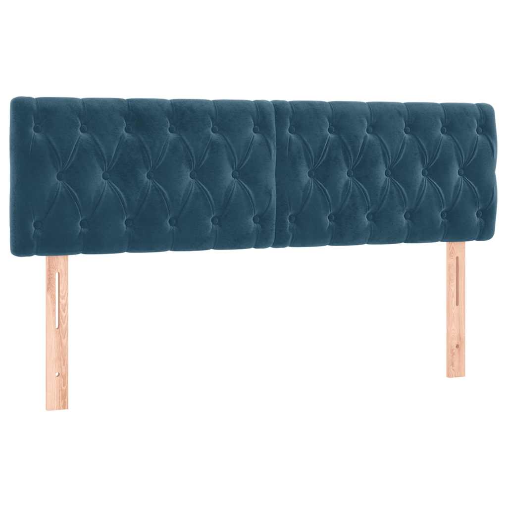 Letto a Molle con Materasso e LED Blu Scuro 160x200 cm