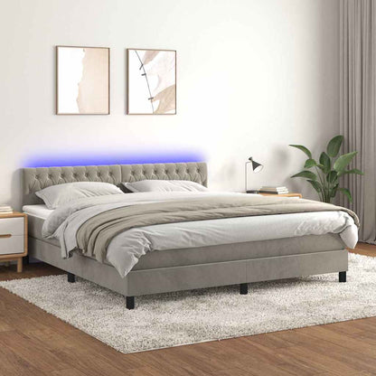 Letto a Molle con Materasso e LED Grigio Chiaro 180x200 cm