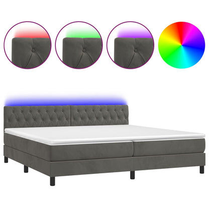 Letto a Molle con Materasso e LED Grigio Scuro 200x200 cm - homemem39