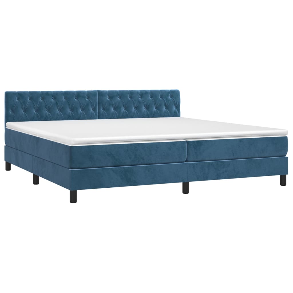 Letto a Molle con Materasso e LED Blu Scuro 200x200 cm - homemem39
