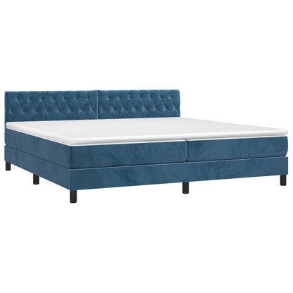 Letto a Molle con Materasso e LED Blu Scuro 200x200 cm - homemem39