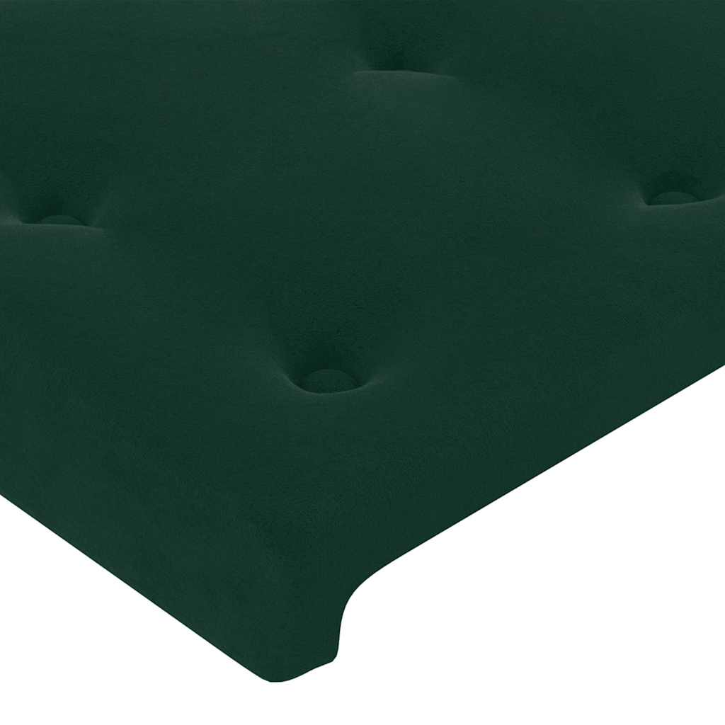 Letto a Molle con Materasso e LED Verde Scuro 80x200cm Velluto