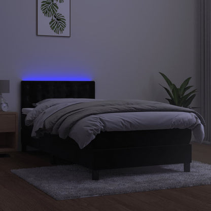 Letto a Molle con Materasso e LED Nero 90x190 cm in Velluto - homemem39