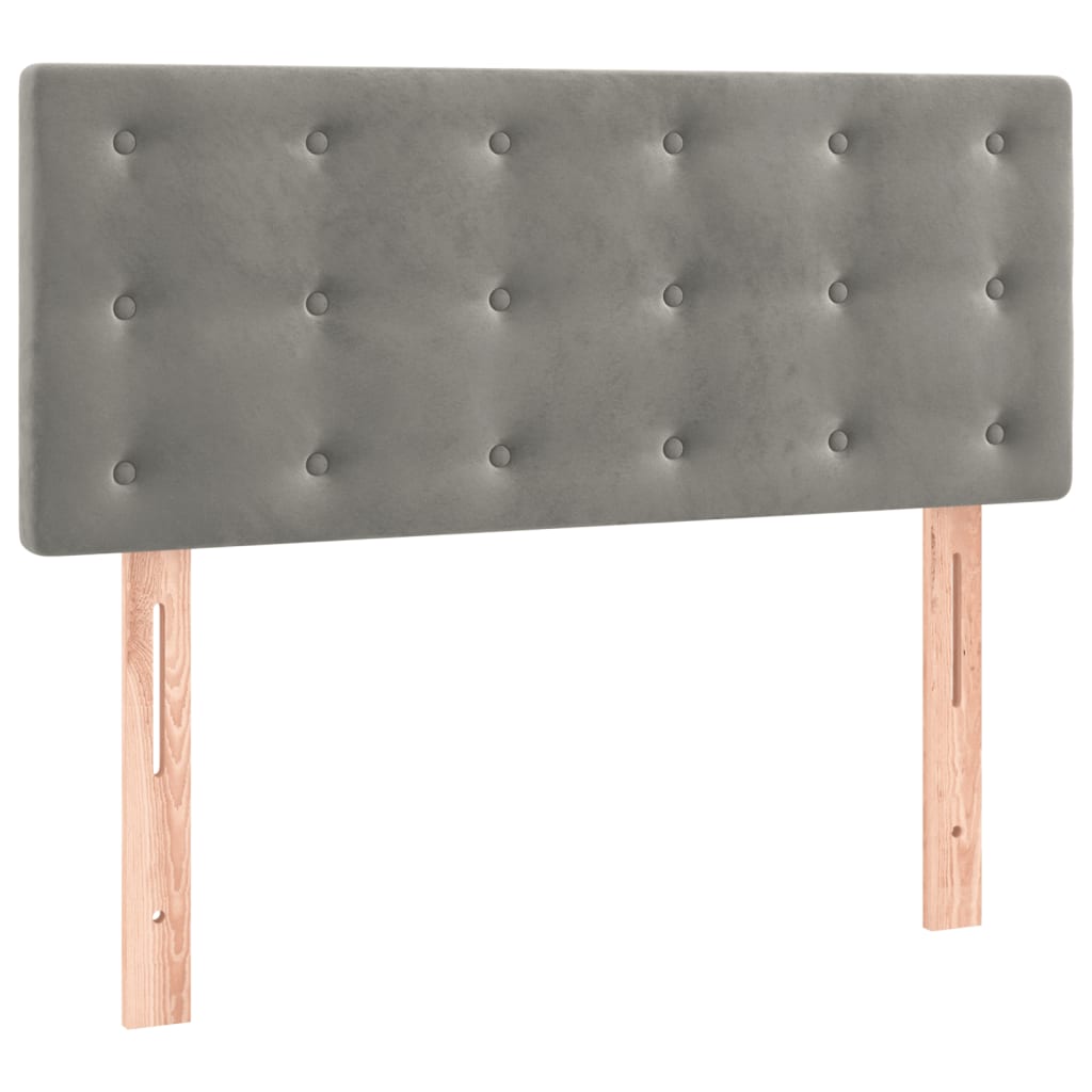 Letto a Molle con Materasso e LED Grigio Chiaro 90x200 cm Velluto