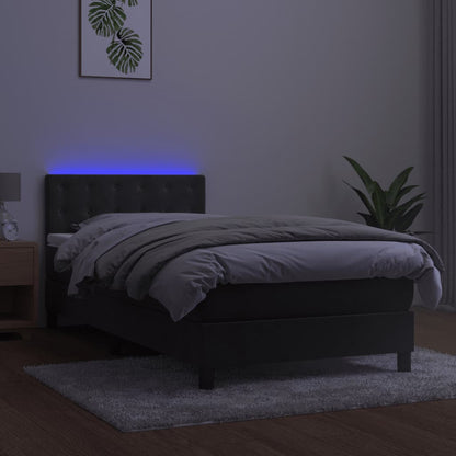 Letto a Molle con Materasso e LED Grigio Scuro 100x200 cm - homemem39