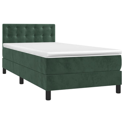 Letto a Molle con Materasso e LED Verde Scuro 100x200cm Velluto - homemem39