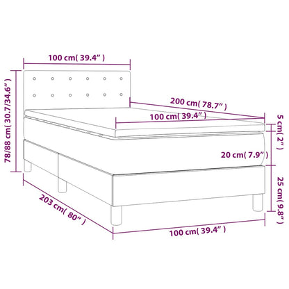 Letto a Molle con Materasso e LED Blu Scuro 100x200 cm | homemem39