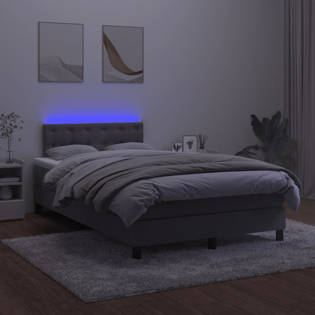 Letto a Molle con Materasso e LED Grigio Scuro 120x200 cm - homemem39