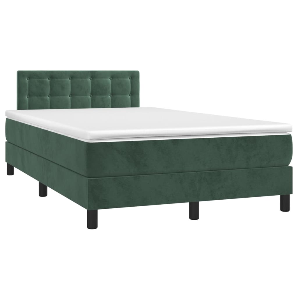 Letto a Molle con Materasso e LED Verde Scuro 120x200cm Velluto - homemem39