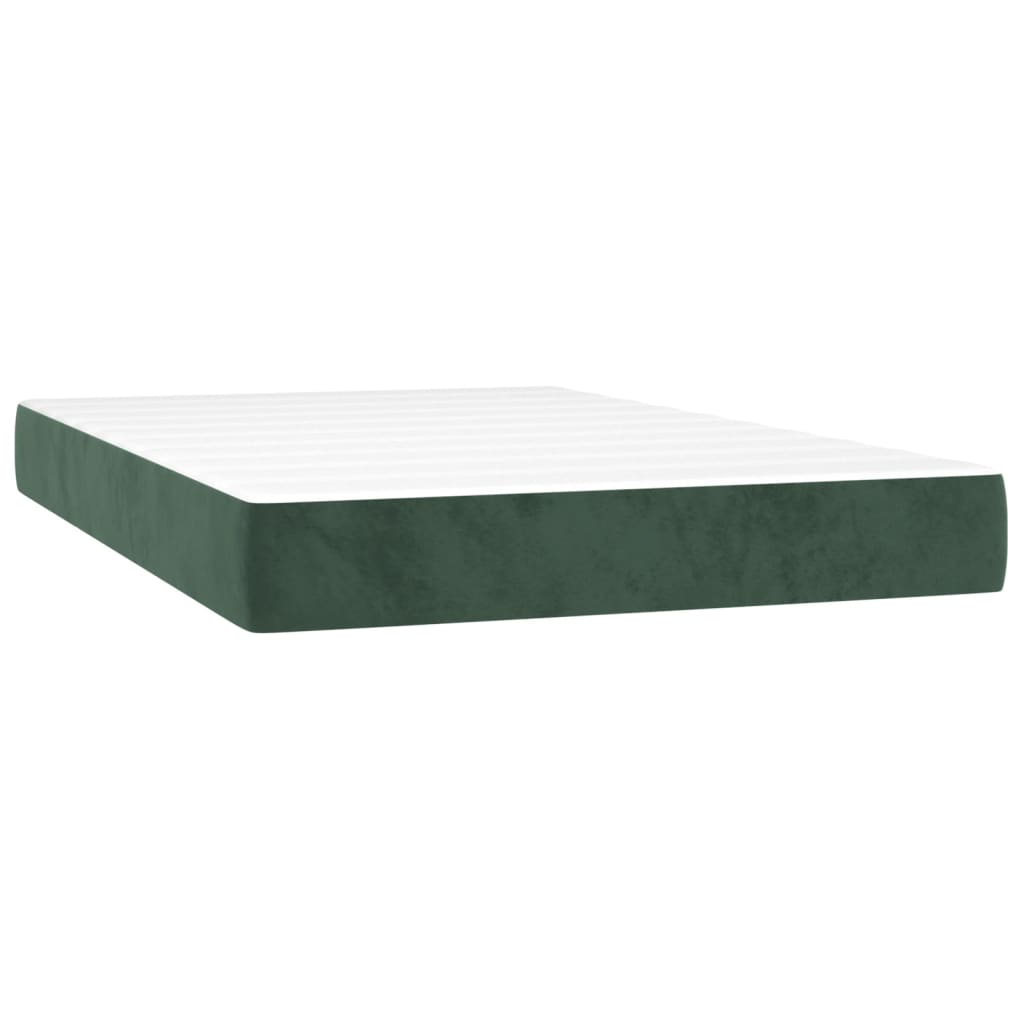 Letto a Molle con Materasso e LED Verde Scuro 120x200cm Velluto - homemem39