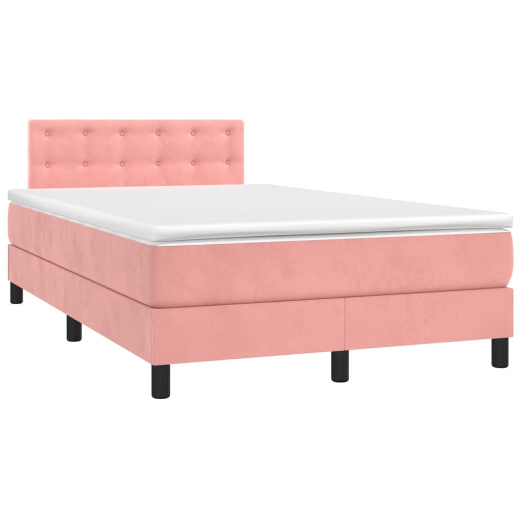 Letto a Molle con Materasso e LED Rosa 120x200 cm in Velluto - homemem39