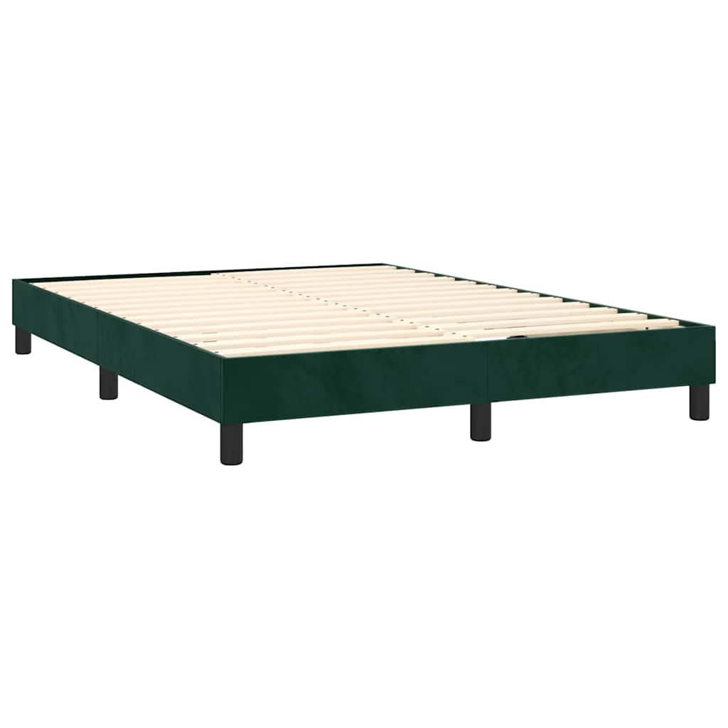 Letto a Molle con Materasso e LED Verde Scuro 140x190cm Velluto