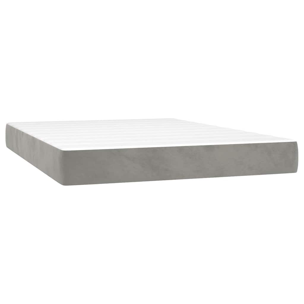 Letto a Molle con Materasso e LED Grigio Chiaro 140x200 cm