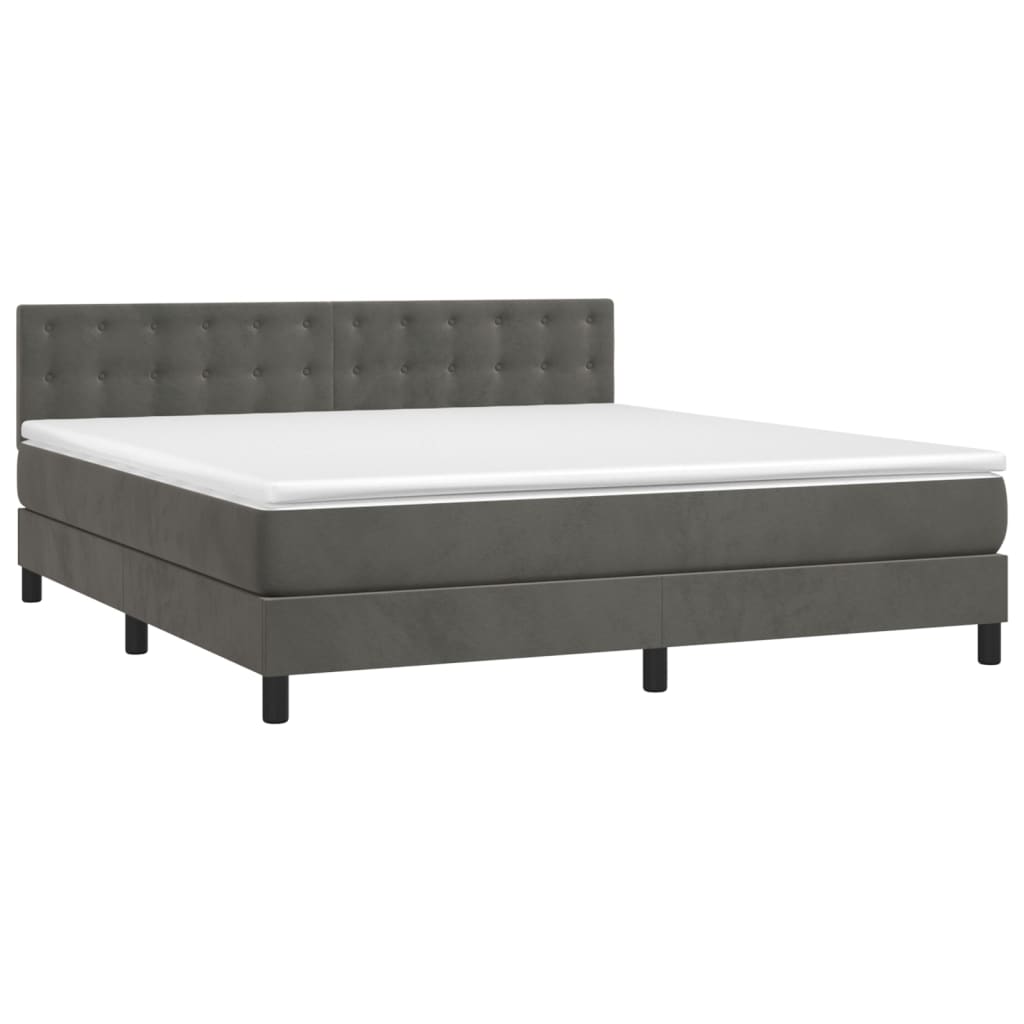 Letto a Molle con Materasso e LED Grigio Scuro 160x200 cm - homemem39