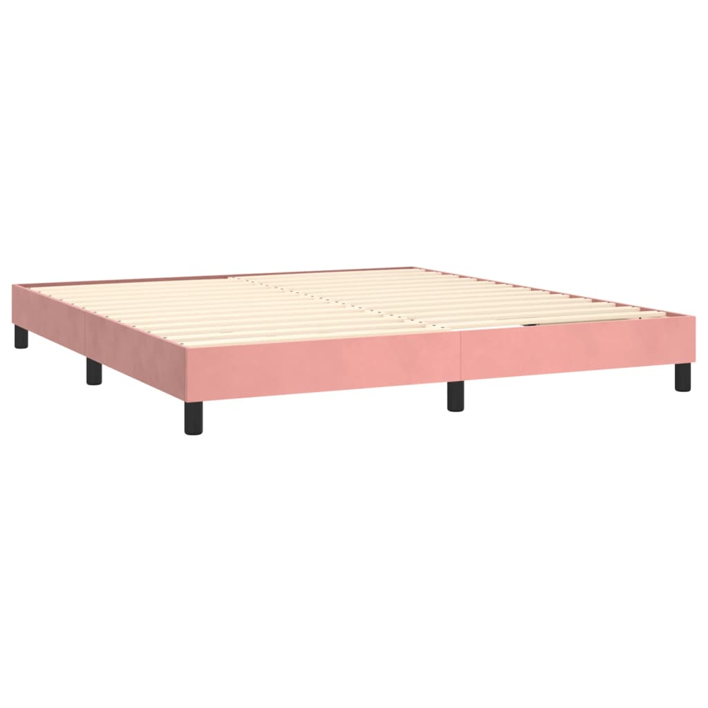 Letto a Molle con Materasso e LED Rosa 160x200 cm in Velluto - homemem39