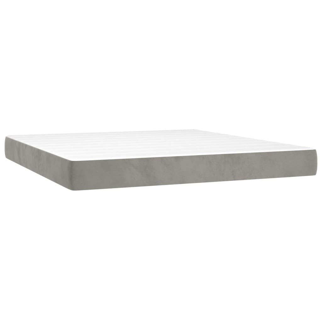 Letto a Molle con Materasso e LED Grigio Chiaro 180x200 cm Velluto