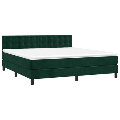 Letto a Molle con Materasso e LED Verde Scuro 180x200cm Velluto | homemem39