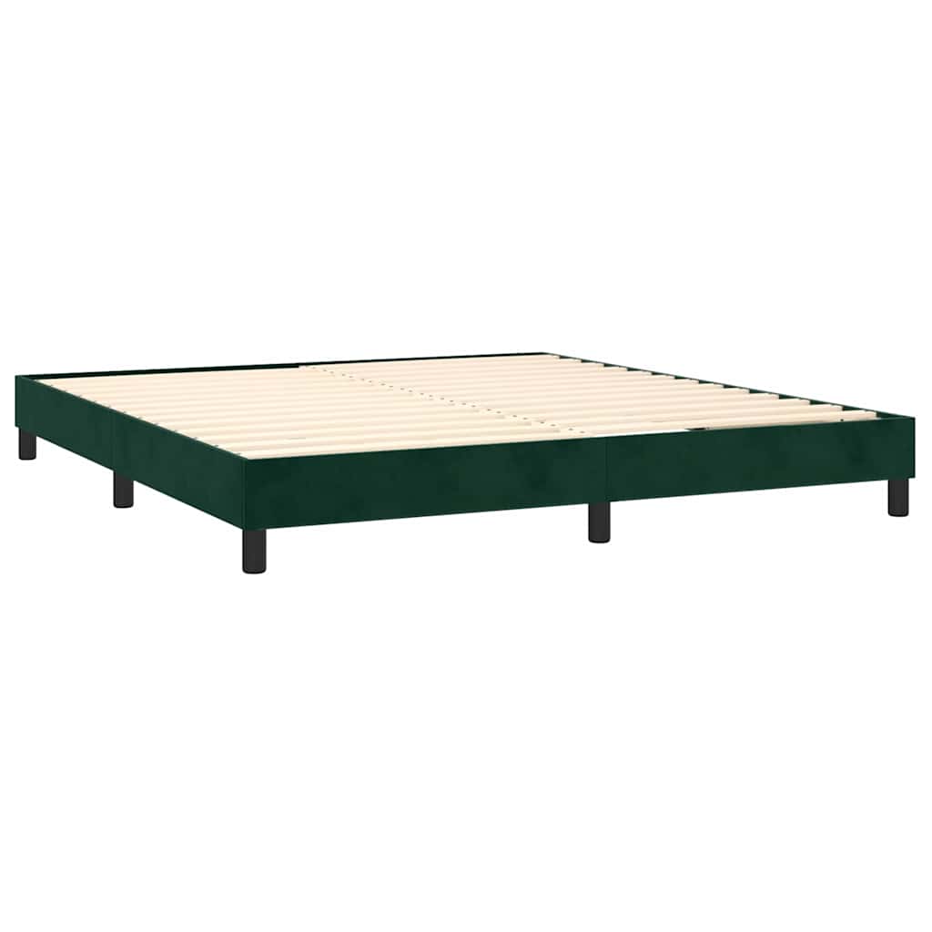 Letto a Molle con Materasso e LED Verde Scuro 180x200cm Velluto | homemem39