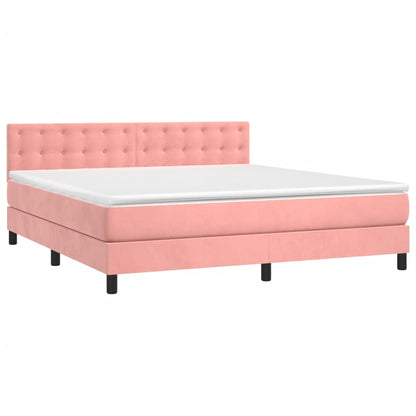 Letto a Molle con Materasso e LED Rosa 180x200 cm in Velluto