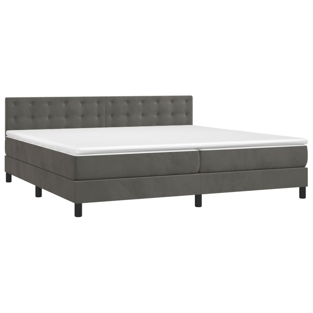 Letto a Molle con Materasso e LED Grigio Scuro 200x200 cm - homemem39