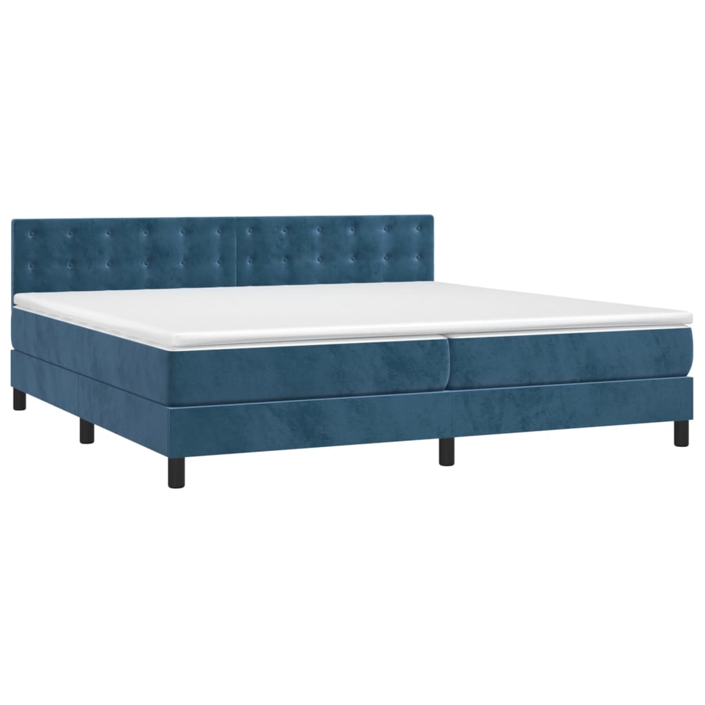 Letto a Molle con Materasso e LED Blu Scuro 200x200 cm - homemem39