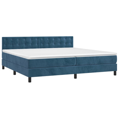 Letto a Molle con Materasso e LED Blu Scuro 200x200 cm - homemem39