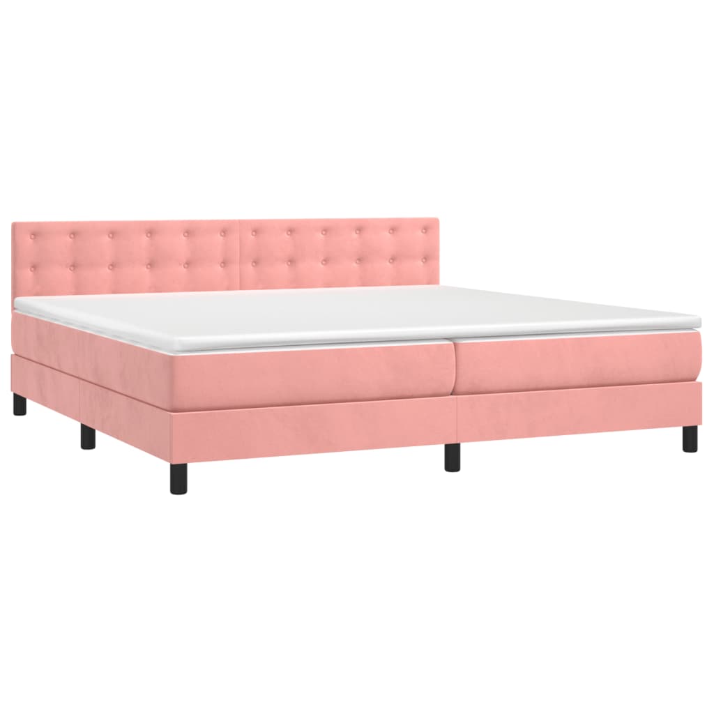 Letto a Molle con Materasso e LED Rosa 200x200 cm in Velluto - homemem39