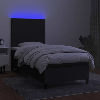 Letto a Molle con Materasso e LED Nero 80x200 cm in Tessuto