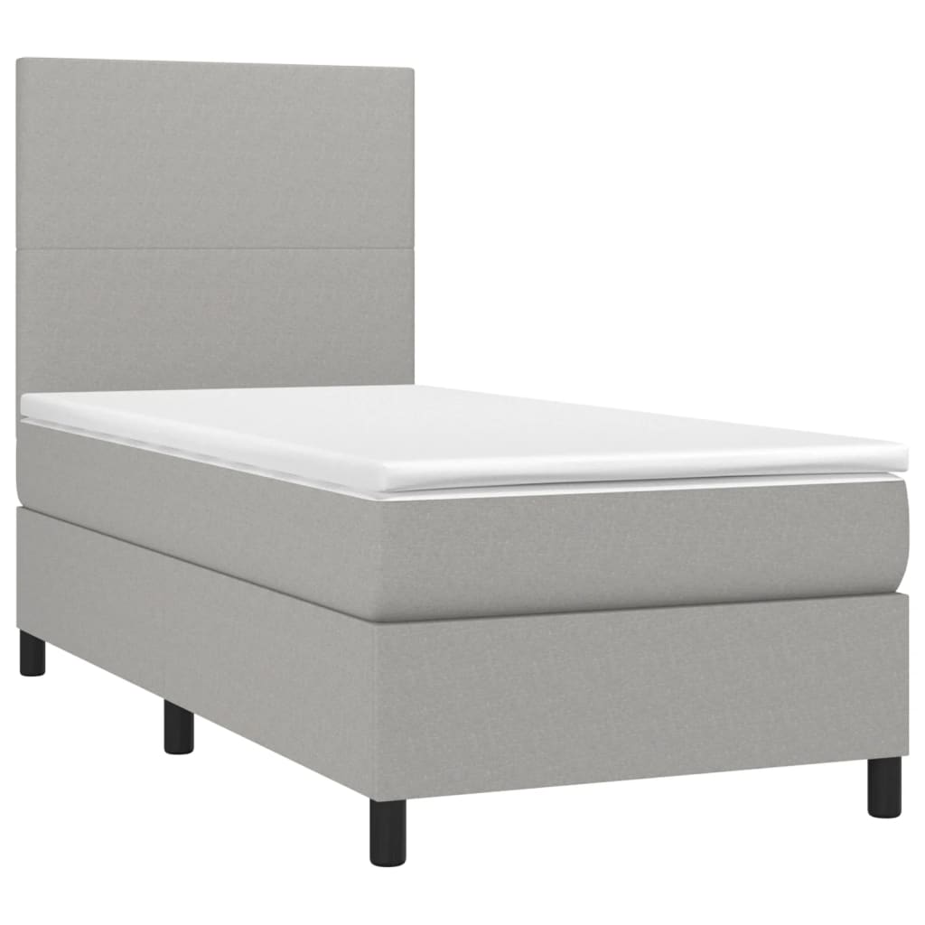 Letto a Molle Materasso e LED Grigio Chiaro 90x190 cm Tessuto - homemem39