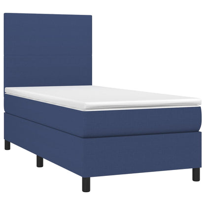 Letto a Molle con Materasso e LED Blu 90x190 cm in Tessuto - homemem39