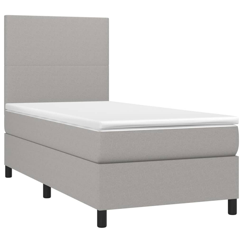 Letto a Molle Materasso e LED Grigio Chiaro 100x200 cm Tessuto - homemem39