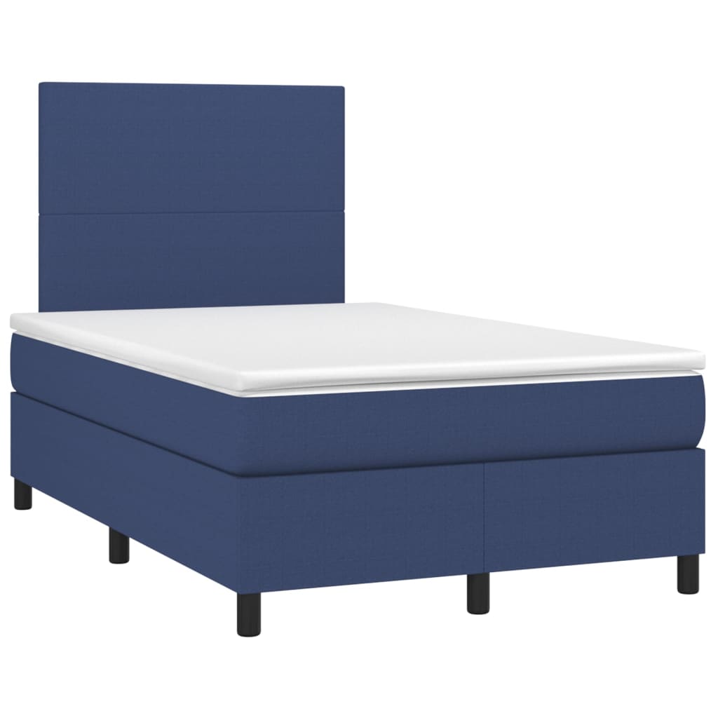 Letto a Molle con Materasso e LED Blu 120x200cm in Tessuto - homemem39