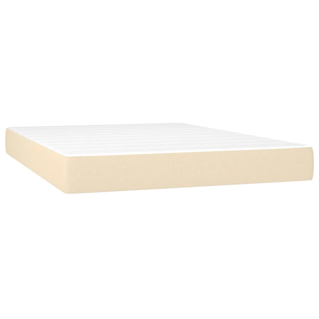 Letto a Molle con Materasso e LED Crema 140x190 cm in Tessuto | homemem39