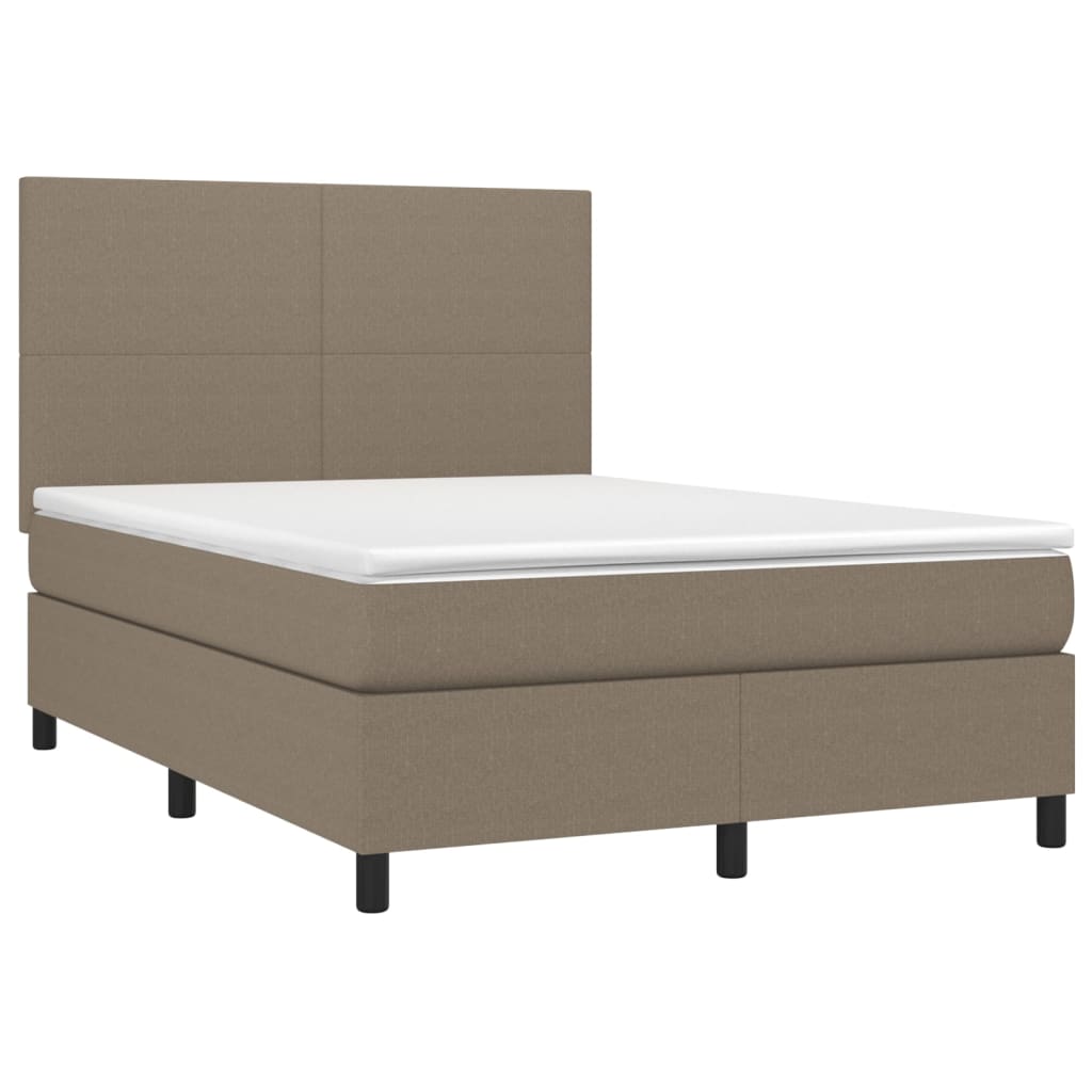 Letto a Molle con Materasso e LED Tortora 140x200 cm in Tessuto - homemem39