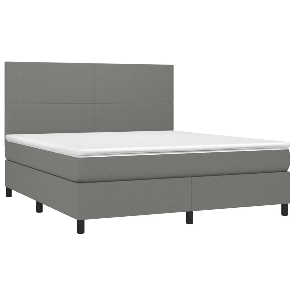 Letto a Molle Materasso e LED Grigio Scuro 180x200cm in Tessuto - homemem39