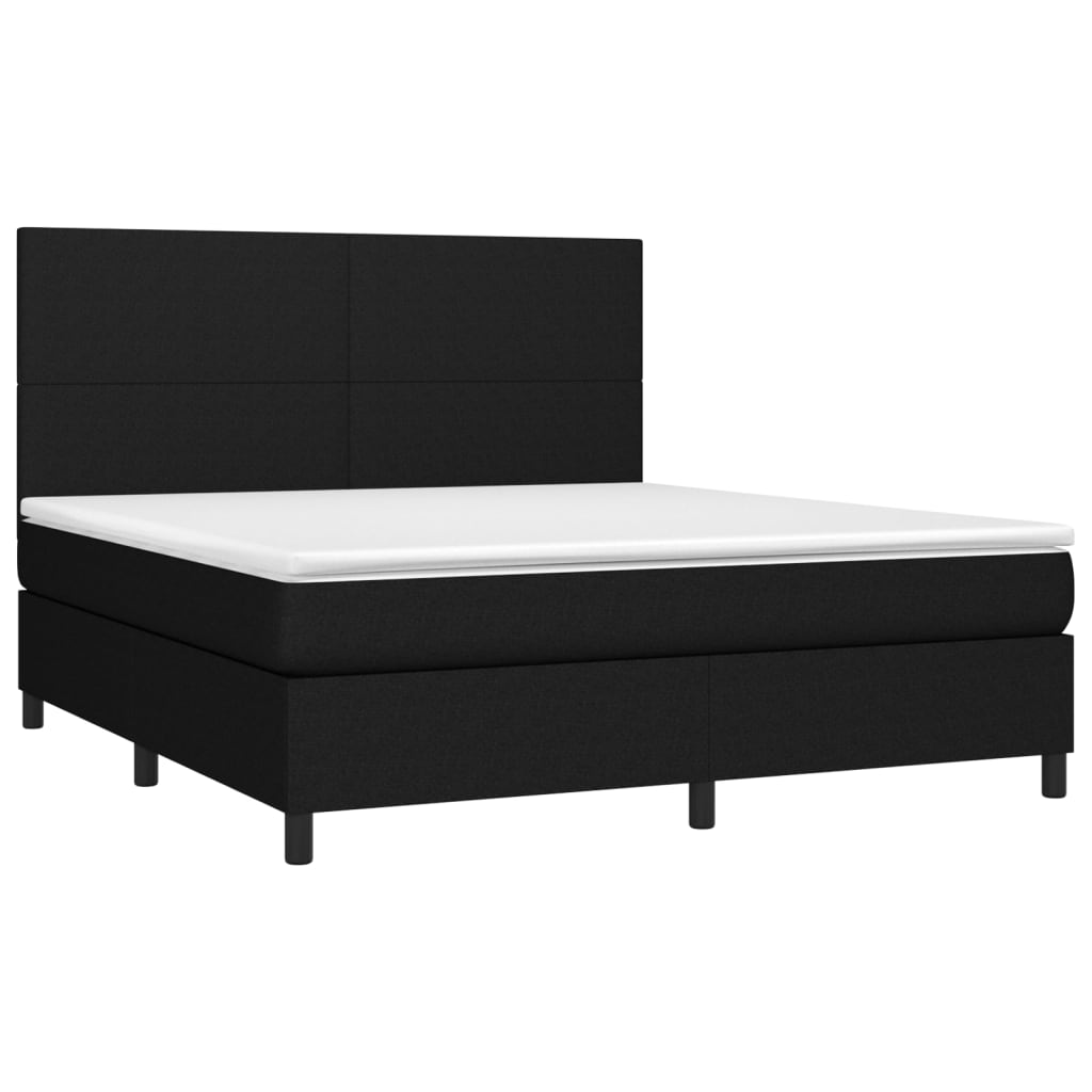 Letto a Molle con Materasso e LED Nero 180x200cm in Tessuto - homemem39