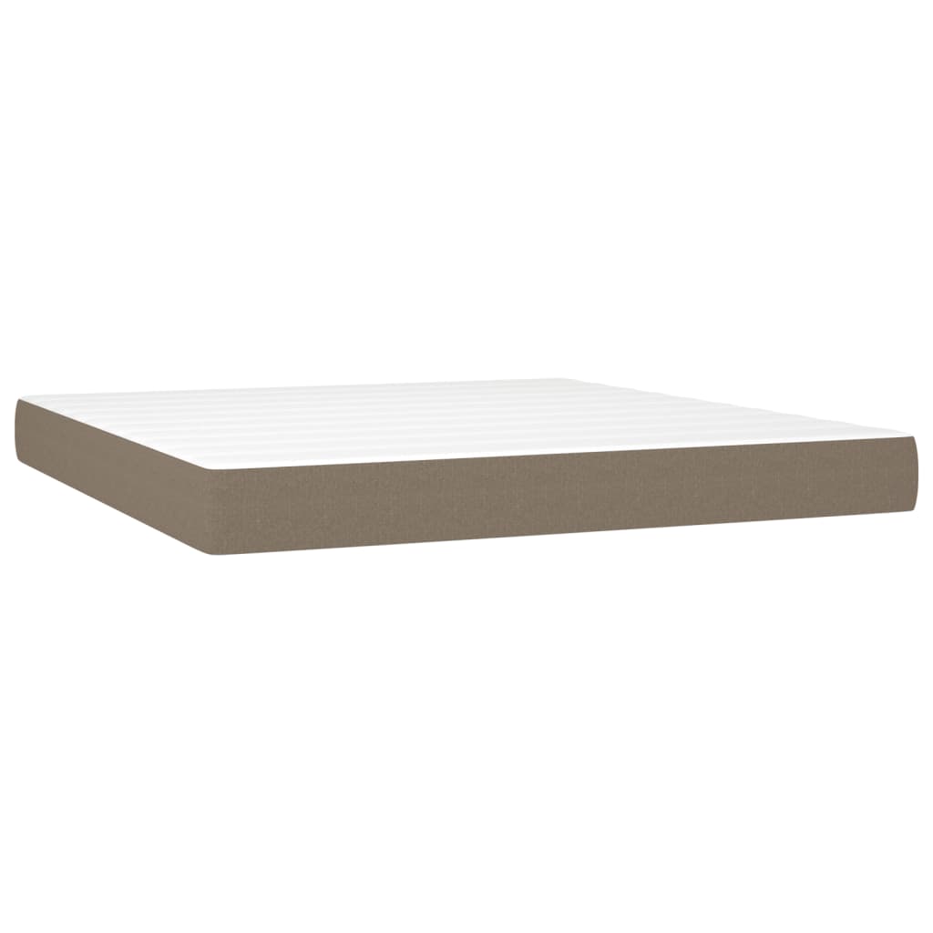 Letto a Molle con Materasso e LED Tortora 180x200 cm in Tessuto | homemem39